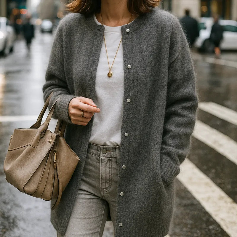 MaisonArgent™| Cardigan long en laine douce