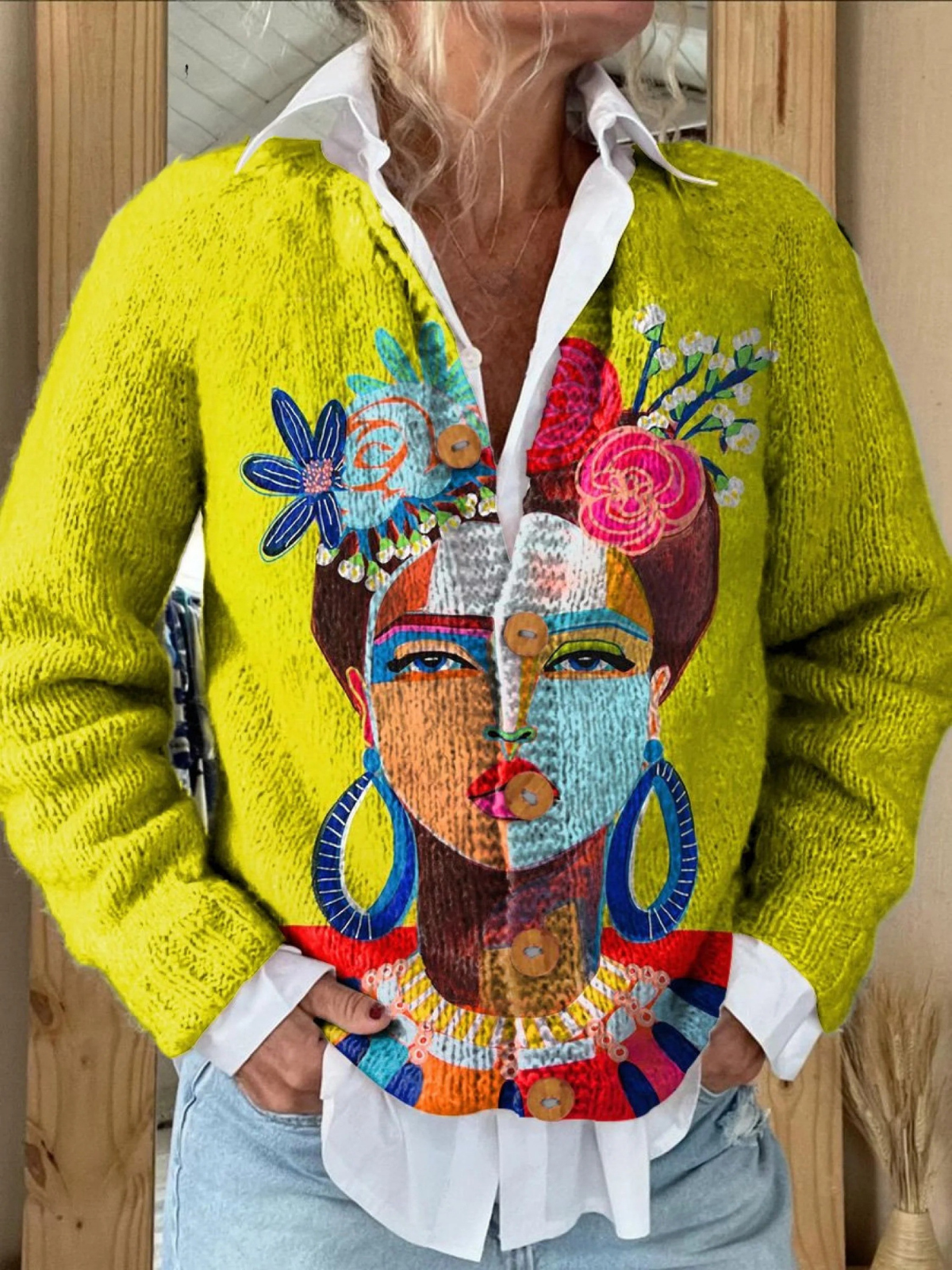 Fréda™ | Cardigan Portrait Peint