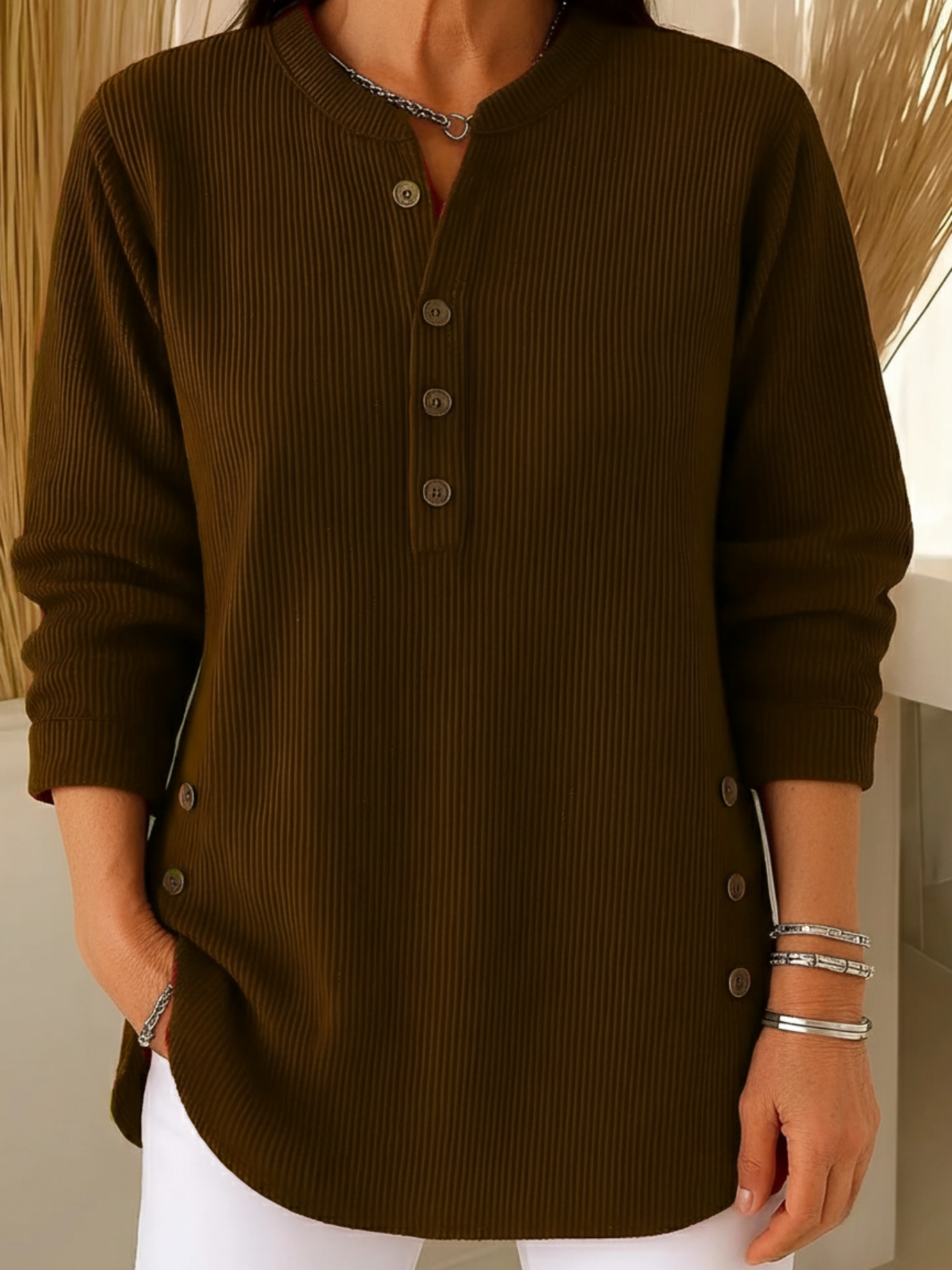 Élise™ – Pull en tricot uni à manches longues