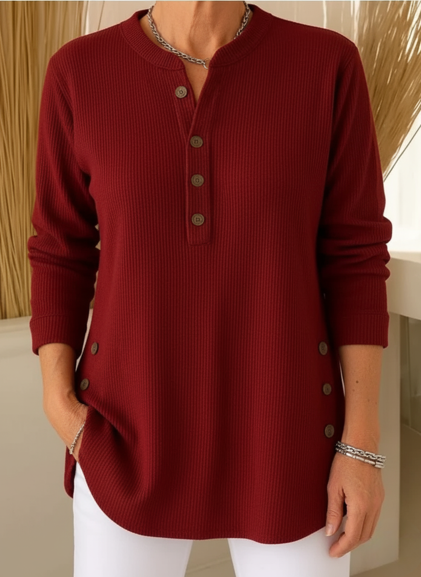 Élise™ – Pull en tricot uni à manches longues