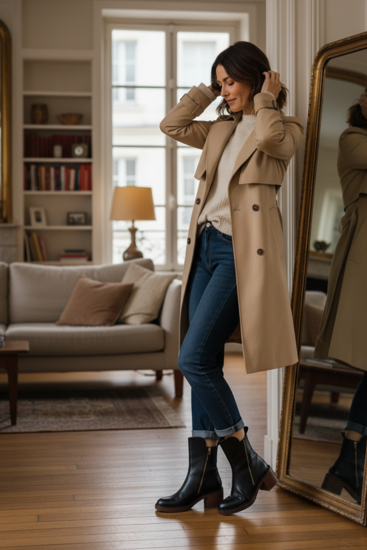 Valorine | Botte en cuir noire avec un talon confortable, élégante et intemporelle