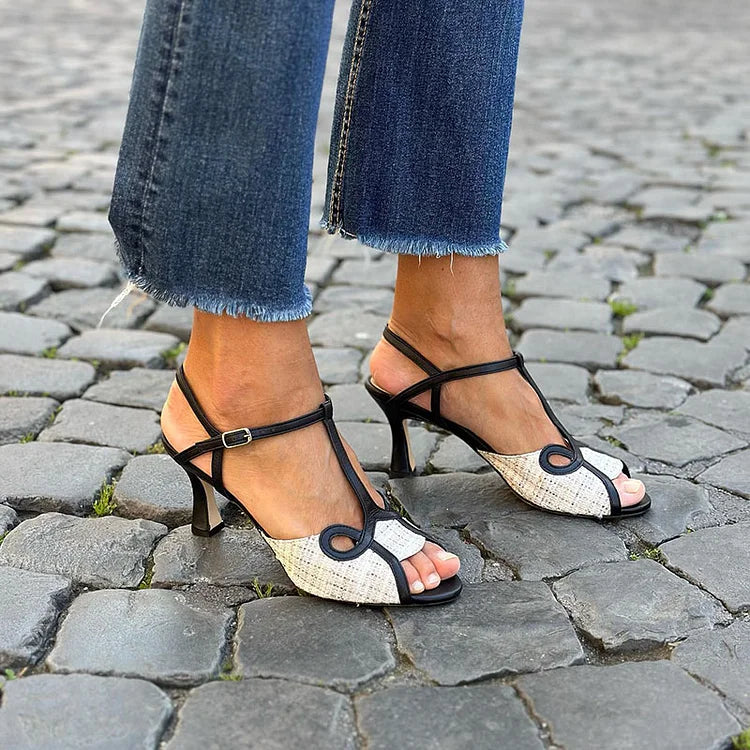 Sophie Paris | Sandale en talon moyen style retro