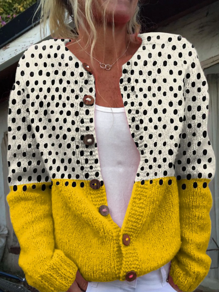 Solange™ | Cardigan Géométrique Moutarde