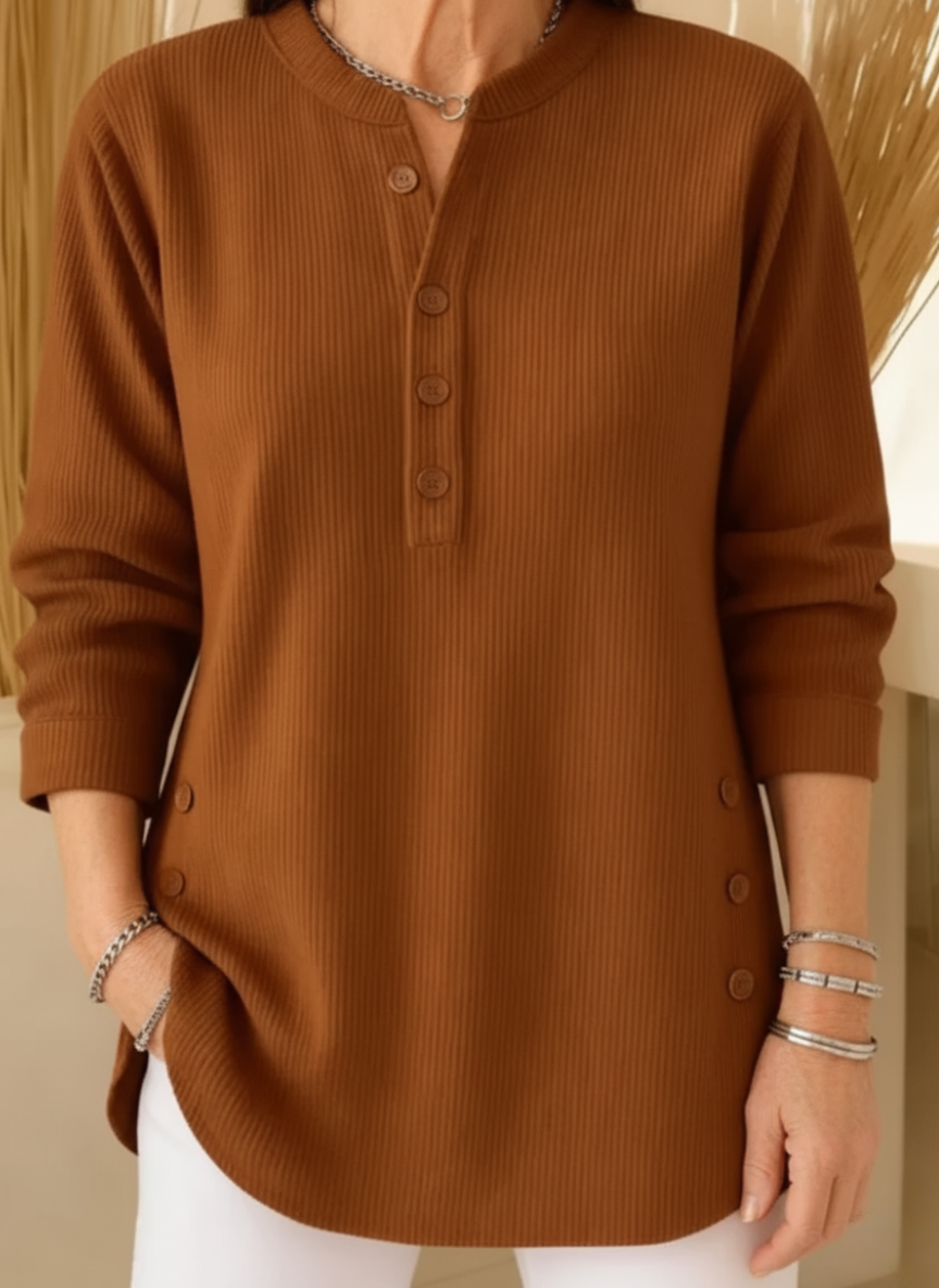 Élise™ – Pull en tricot uni à manches longues
