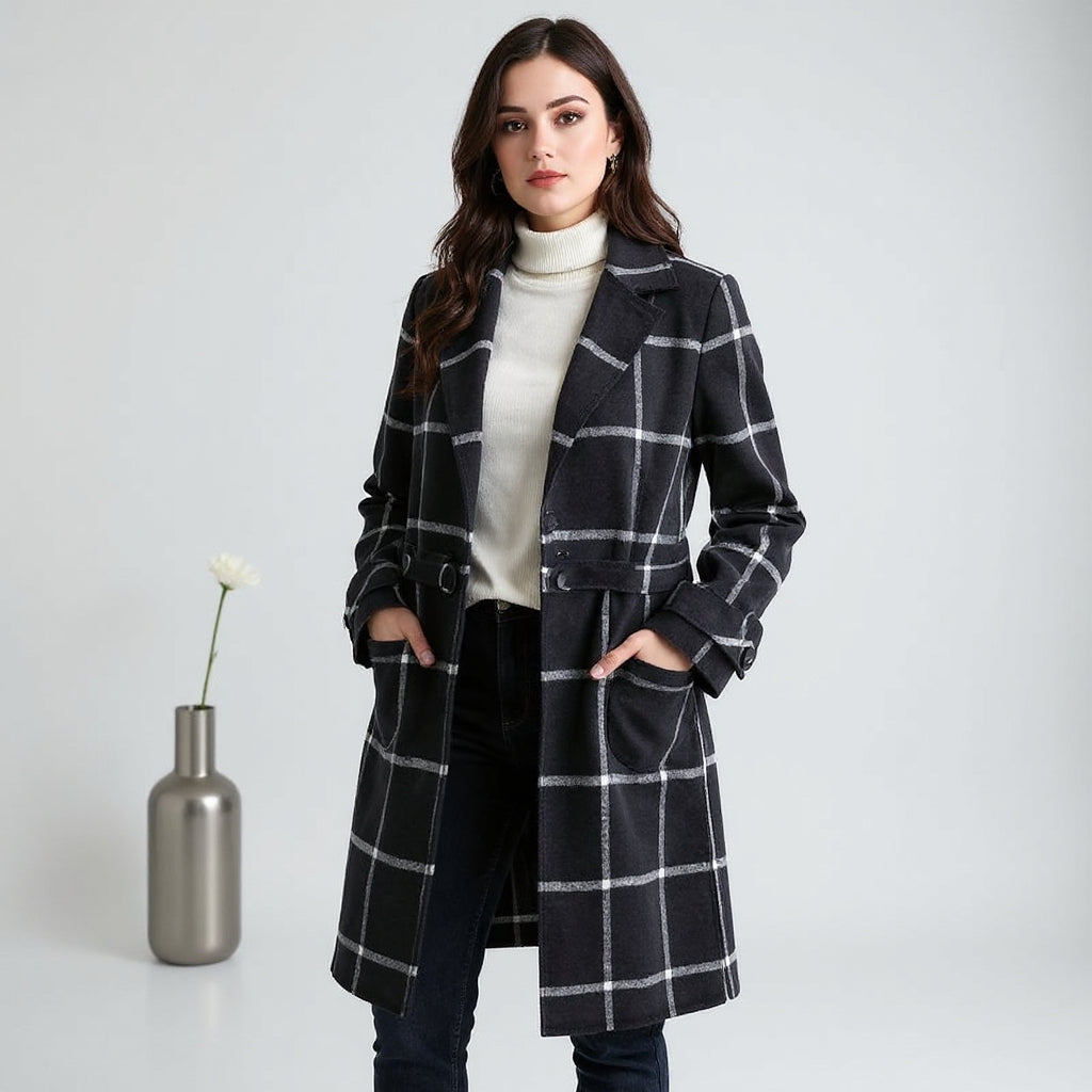 Valeria | Manteau élégant en laine à carreaux