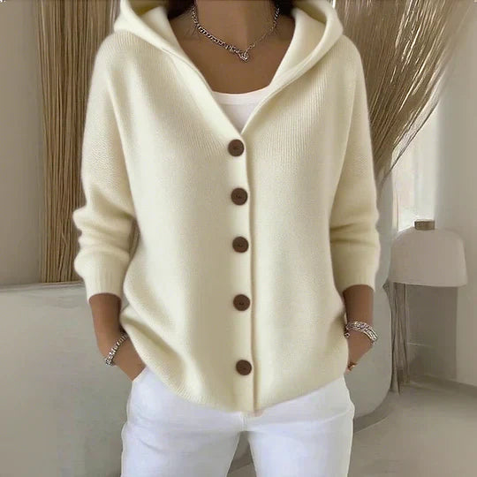 Maison Argent | Cardigan à Capuche Boutonné pour Femme