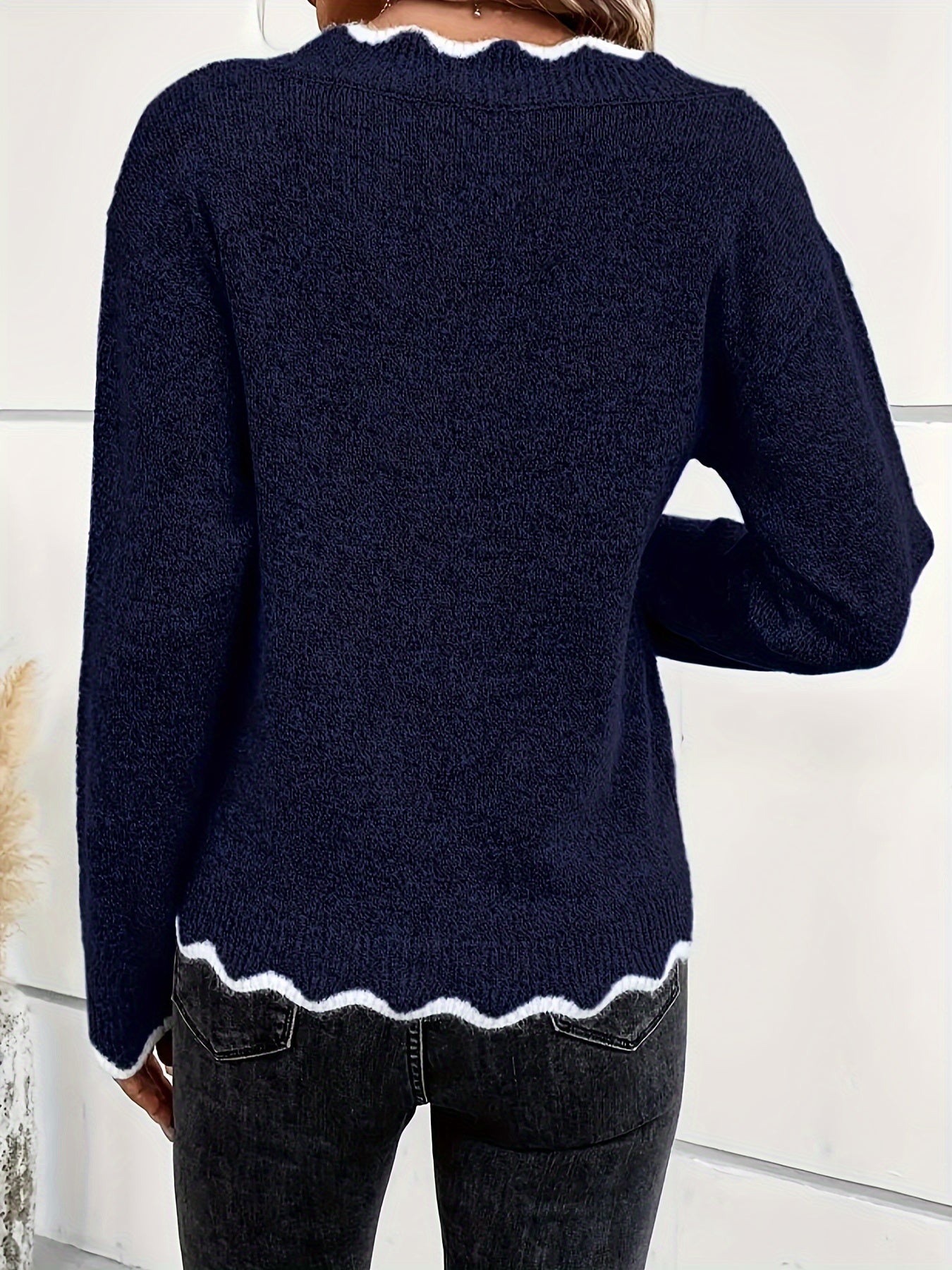 Éléonore™ | Pull Col V Festonné