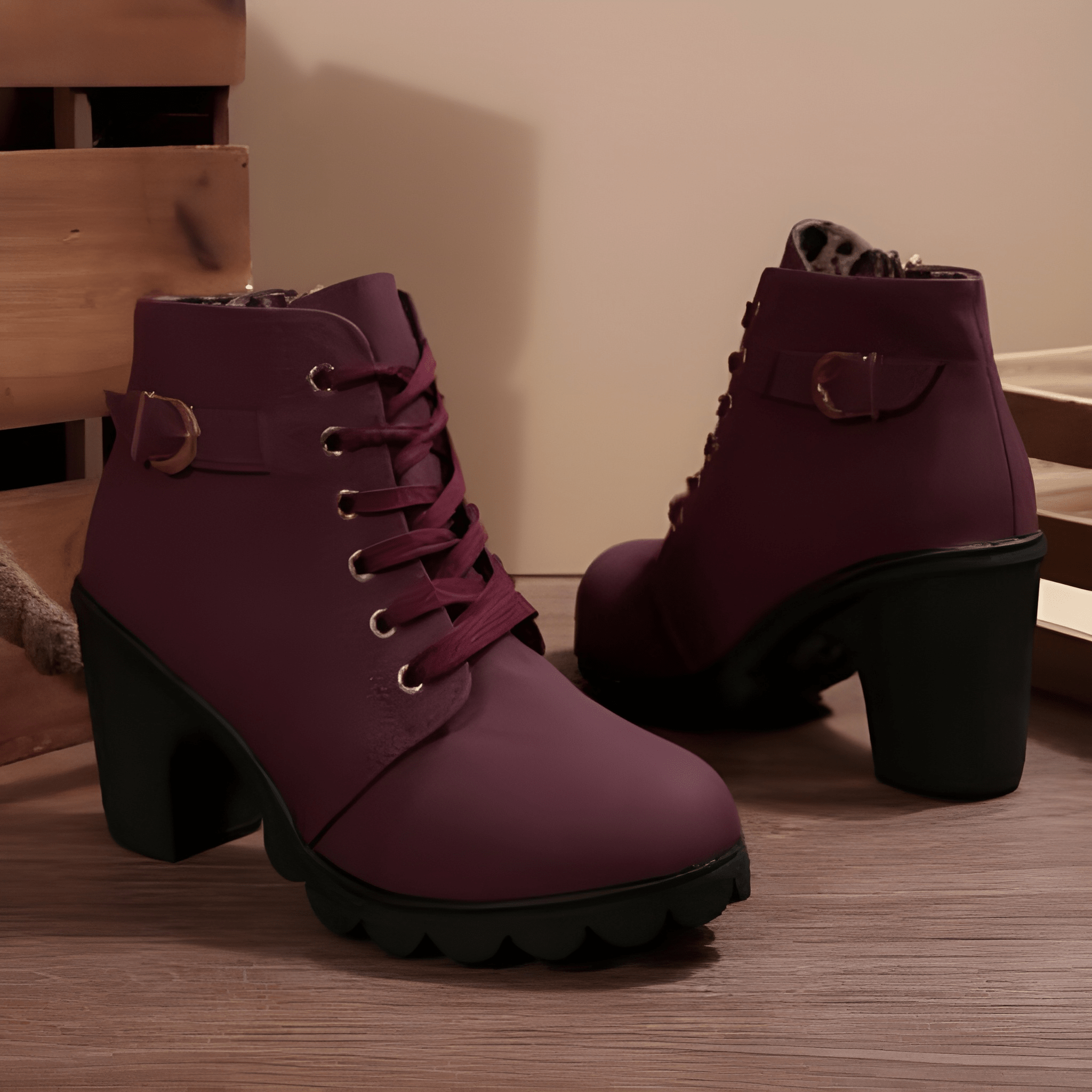 Valérine | Bottines à Lacets avec Boucle Métallique