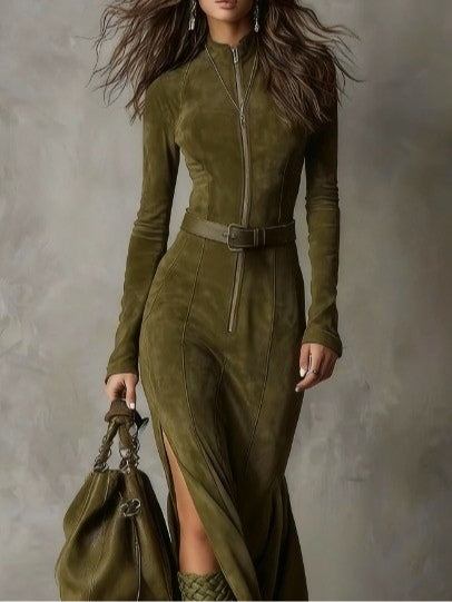 Lunori™ | Robe longue en suède Alessia