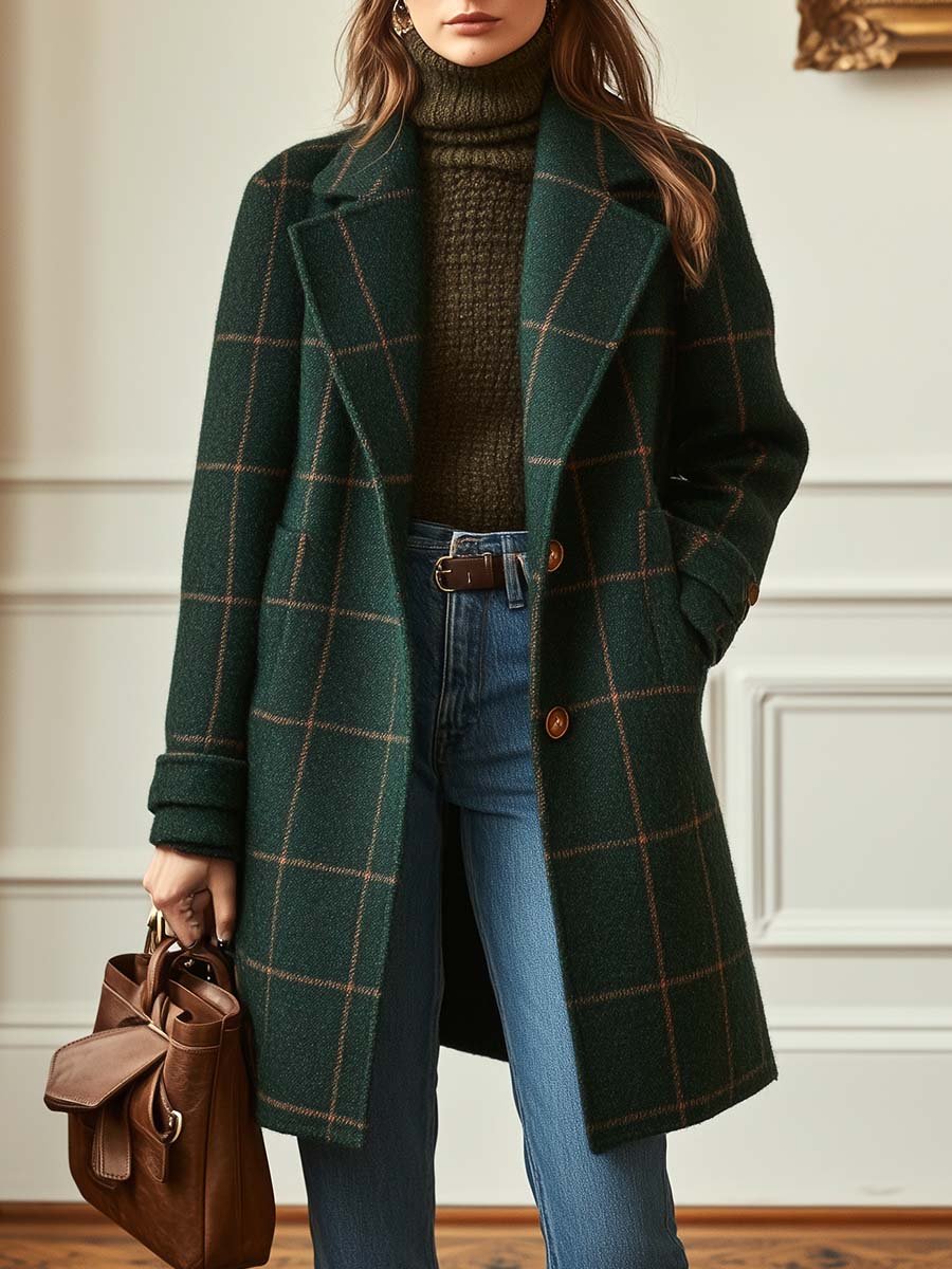 Valeria | Manteau élégant en laine à carreaux