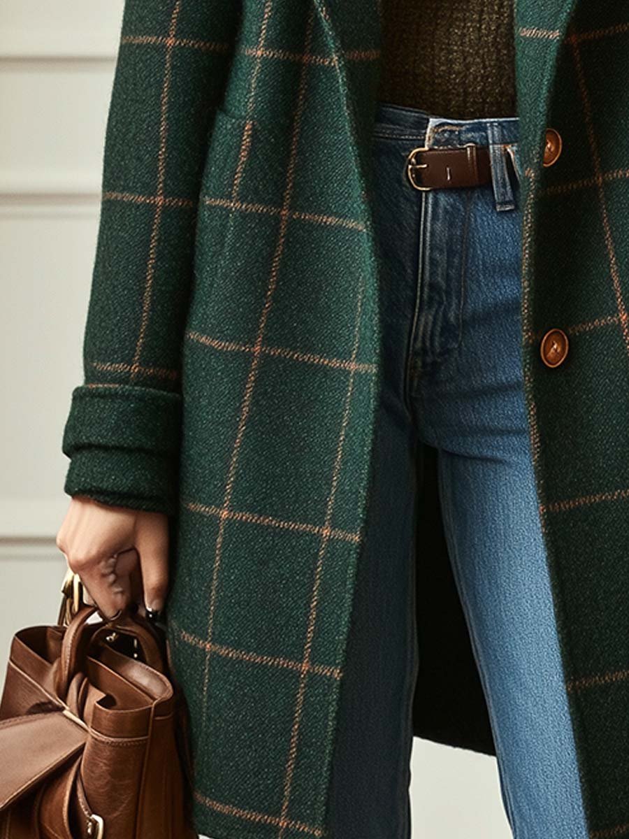 Valeria | Manteau élégant en laine à carreaux