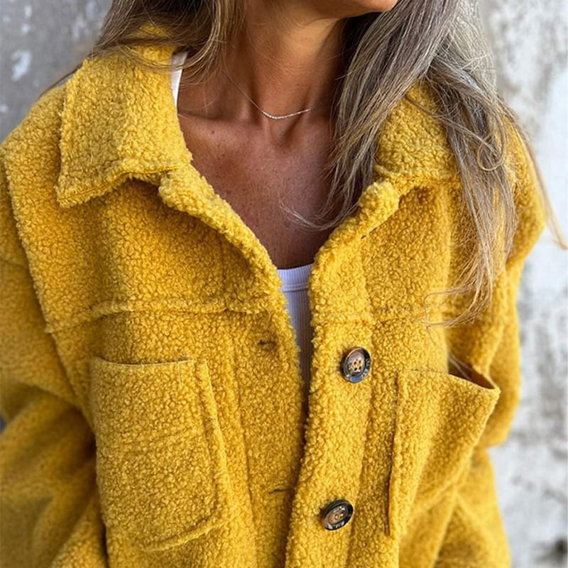 Maison Argent | Veste en sherpa à boutons et poches plaquées pour femme
