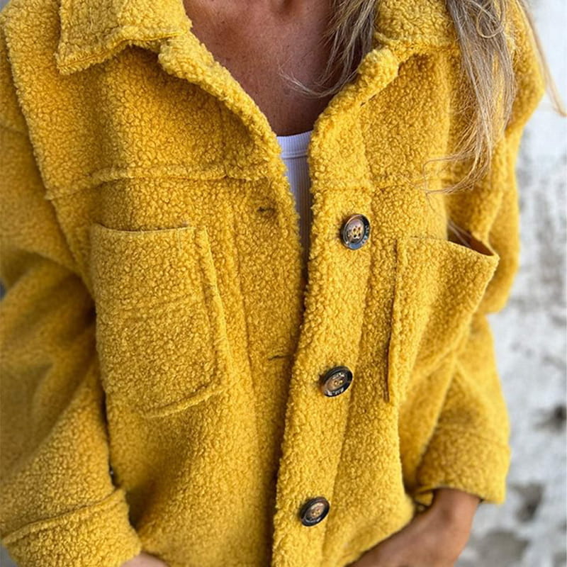 Maison Argent | Veste en sherpa à boutons et poches plaquées pour femme
